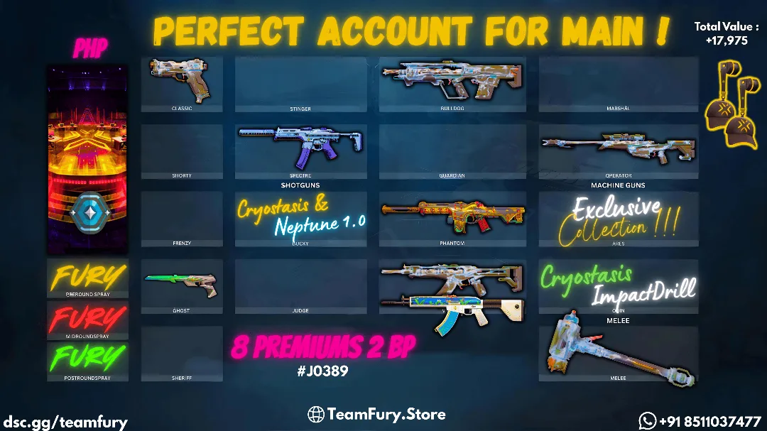8 Premium Skins With Cryostasis Bundle