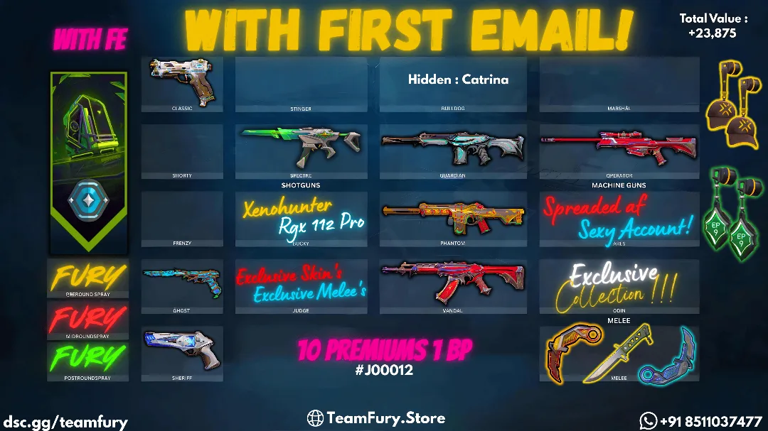(FE) 10 Premium Skins With RGX KARAMBIT & XenoHunter Knife
